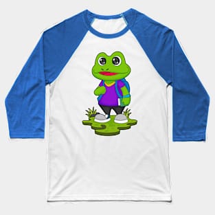 Frog as Hiker with Backpack Baseball T-Shirt